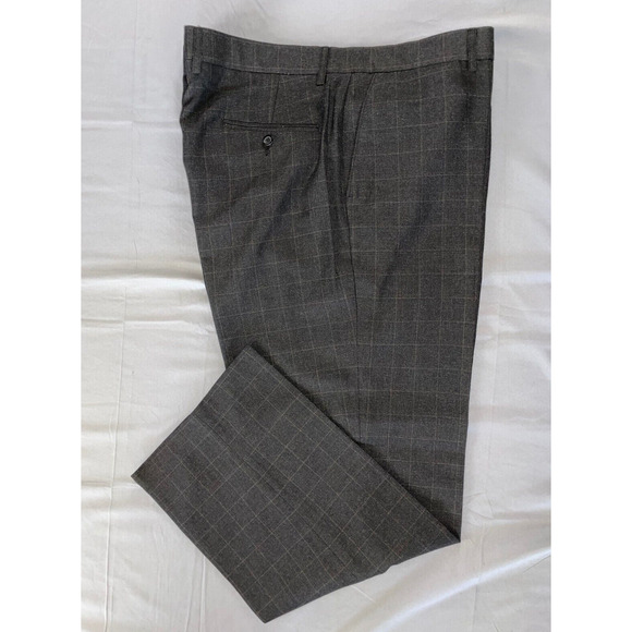 Haggar Straight Fit Flat Front Washable Dress Pants, Slacks. Graph Check, 40X30. - Picture 1 of 9